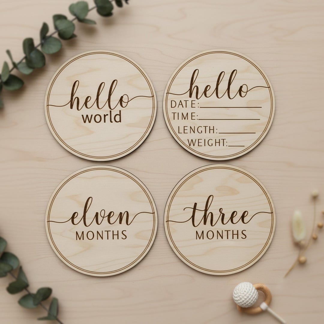 Baby Milestone Photo Prop SVG DXF – 12 Months Date Tags (laser Cut ...