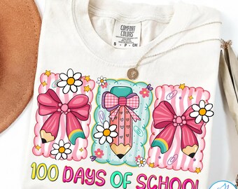 100 Days of School Coquette Png, Preppy 100 Days of School PNG, Teacher 100 Days, 100 Days Png (Digital Download)
