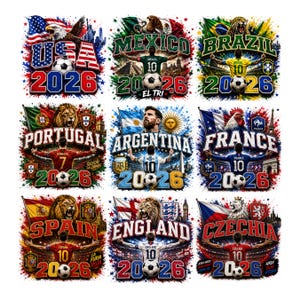 48 Countries World Cup 2026 PNG Bundle | Retro Soccer National Team Shirt Designs | Trendy Football Fan Clipart | Digital Download