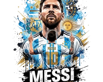 Lionel Messi PNG T-Shirt Design | Argentina World Cup Clip Art | GOAT Sublimation File for Football Fans