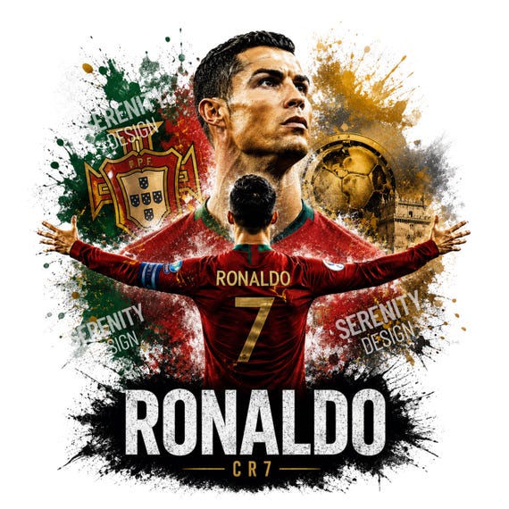 Ronaldo World Cup 2026 Png | Portugal Soccer Legend CR7 Shirt Design | Digital Download