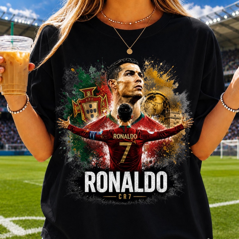 Ronaldo World Cup 2026 Png | Portugal Soccer Legend CR7 Shirt Design | Digital Download image 3