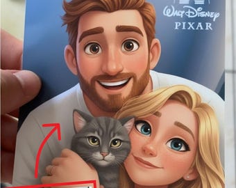 Retrato personalizado estilo Disney: ilustración de dibujos animados personalizada, regalo mágico para familia o pareja, obra de arte única.