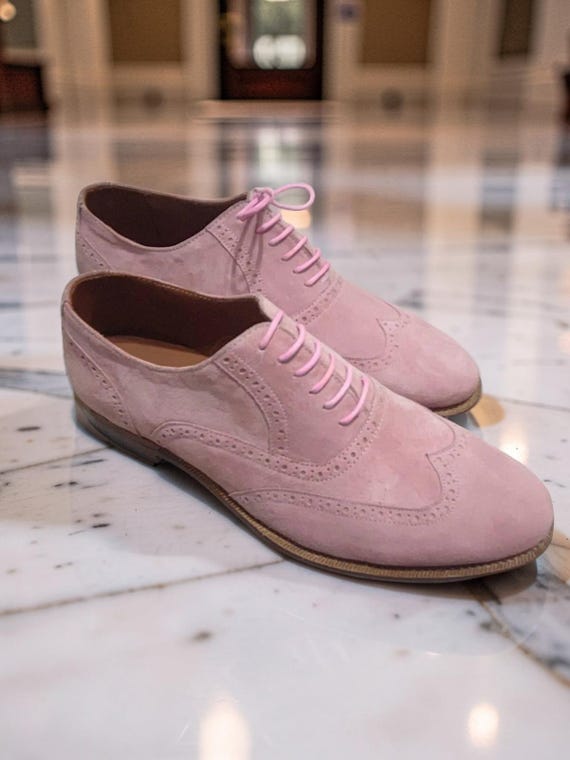 light pink dress shoes men Suede Cap Toe Derby Shoes