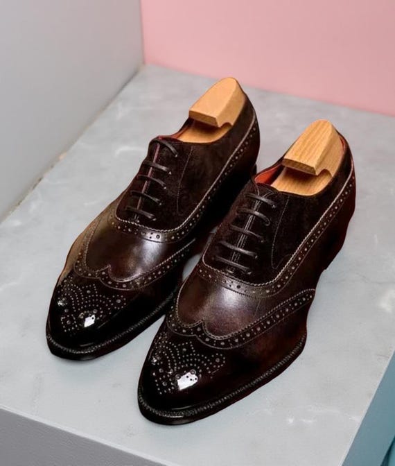 mens burgundy wingtip dress shoes New Handcrafted Men Leather Oxford Lace up Brogue Lining of quality sheep child:White Stretch Black and Gold Kaftan Size:UK XS (36)