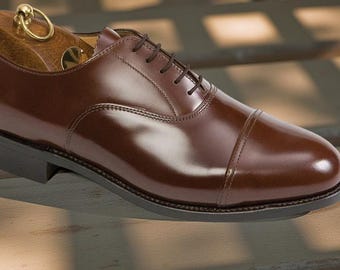 hand made original leather brown shoes