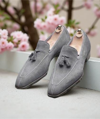 slim fit dress slacks Light & Dark Gray Men's Dress Shoes + Belt – Ja Ja Genau main image 1