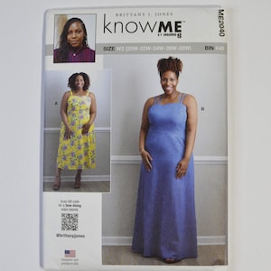 Know Me ME2040 UNCUT Sz 20-28 Sewing Pattern Women's Dress Straps Two Lengths McCall's