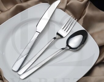 Luxury Stainless Steel Mirror Finish Cutlery Set, Elegant Dining Service for 12