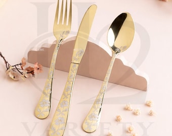 Luxury Gold Finish Cutlery Set, 92-Piece Elegant Stainless Steel Flatware, Modern Dining Gift Box