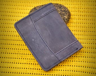 Cartera de cuero para hombre, tríptico RFID, bolsillo para monedas, ventana para identificación, tarjetero delgado, regalo para esposo o novio.