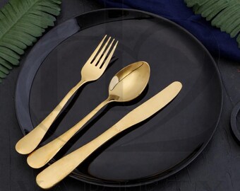 Luxury Gold Cutlery Set, Stainless Steel Flatware, Elegant 92 pieces Tableware, Wedding Gift Box