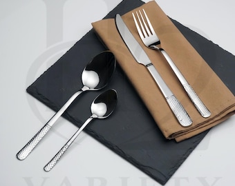 Modern Stainless Steel Cutlery Set | Textured Handle Flatware for Dining Table