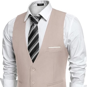 Men&#39;s Grey Slim Fit Suit Vest | Classic Formal Waistcoat