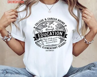 Custom Personalized It Is Through Education Quote Staff Shirt Vintage Retro Teacher Staff T-Shirt