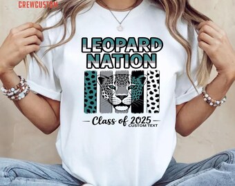 Custom Personalized Leopard Nation Class Of 2025 Staff T-Shirt Vintage Photography Teacher Shirt