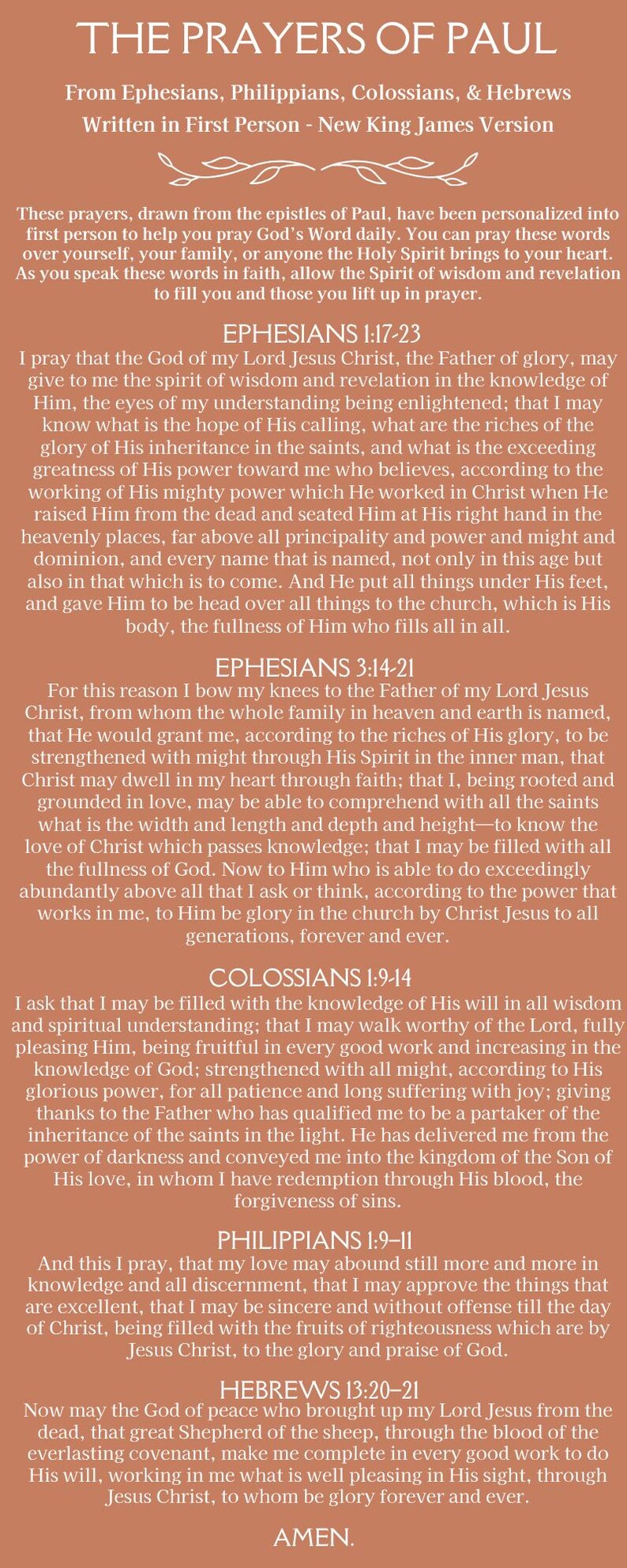 The Prayers of Paul Infographics in Two Colors - Etsy
