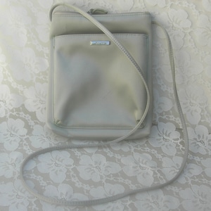 NEW Lustrous Silver Gray Purse, long shoulder strap, Nine West gray bag, 8 x 9 1/4 very good vintage condition image 1