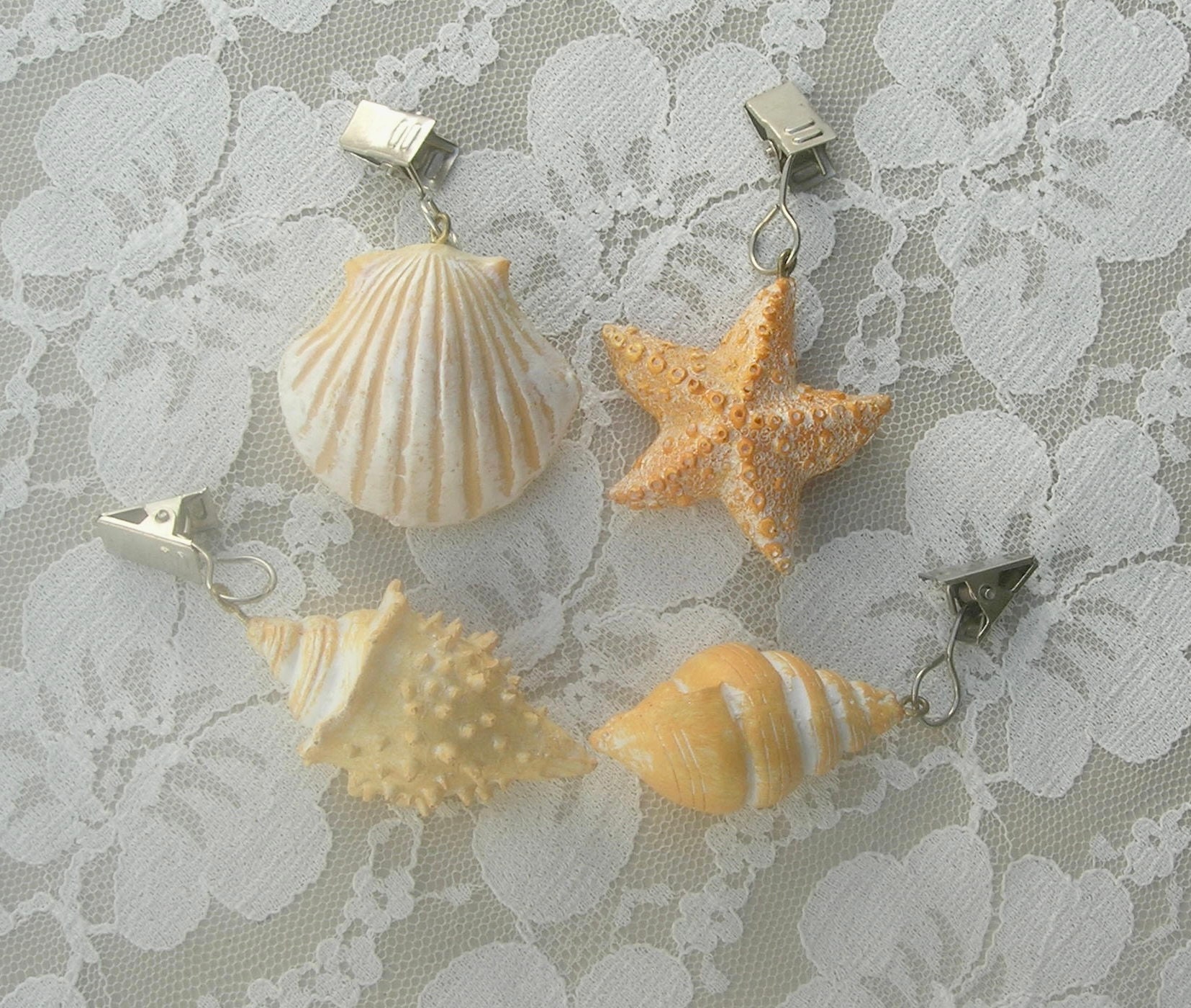 Small Shell Clips Shell Clips for Securing Tablecloths! 3 Shells & 1 Starfish, Functional ...