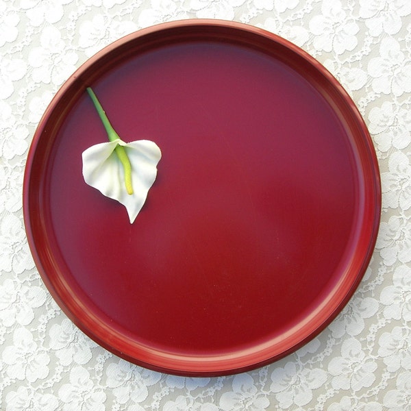 Large Japanese Tray, "Marsala" Shikki (Lacquered Wood), finest quality Echizen lacquerware, purchased in Japan