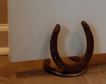 Handmade Horseshoe Door Stop, Rustic Country Home Decor