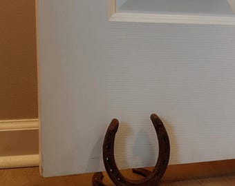 Handmade Horseshoe Door Stop, Rustic Country Home Decor