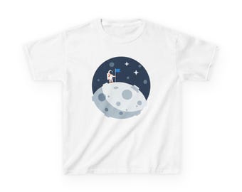 Camiseta infantil de astronauta alunizaje, camiseta espacial