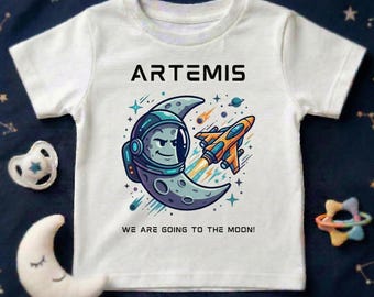 Camiseta infantil con astronauta y cohete de Artemis Moon / Camiseta infantil de explorador espacial