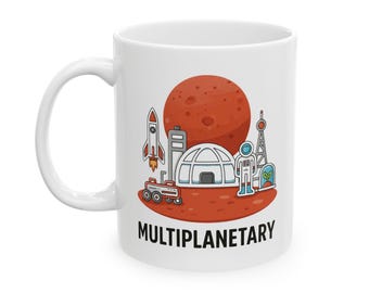 Taza de cerámica de aventura espacial: diseño "Multiplanetario"
