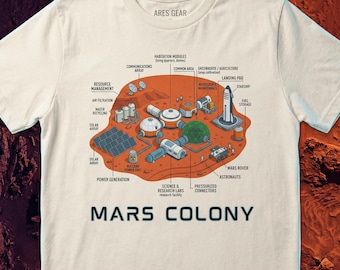 Camiseta de la Colonia de Marte / Ilustración de la base de exploración espacial en Marte