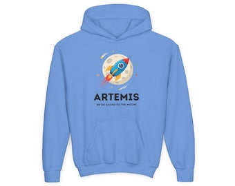 Sudadera con capucha juvenil Artemis Rocket, sudadera espacial genial
