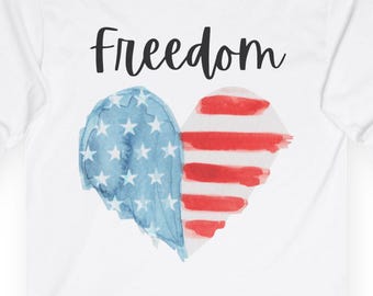 Freedom Heart American Flag Long Sleeve Cotton Tee