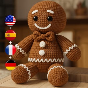 Gingerbread Man Crochet Pattern – Christmas Amigurumi Plush (PDF Tutorial)