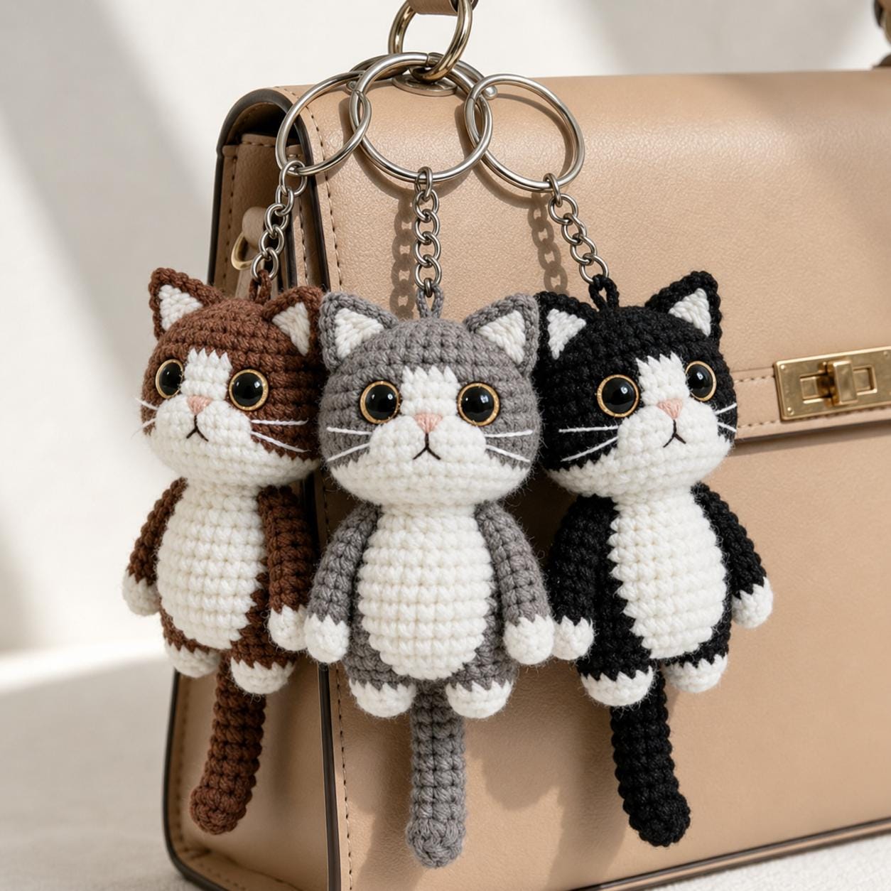 かぎ針編みの猫のキーホルダー - Etsy 日本