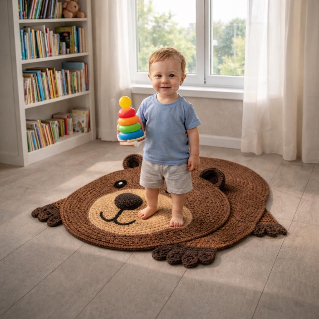 Crochet Bear Rug Pattern PDF | Nursery Animal Rug | Baby Play Mat ...