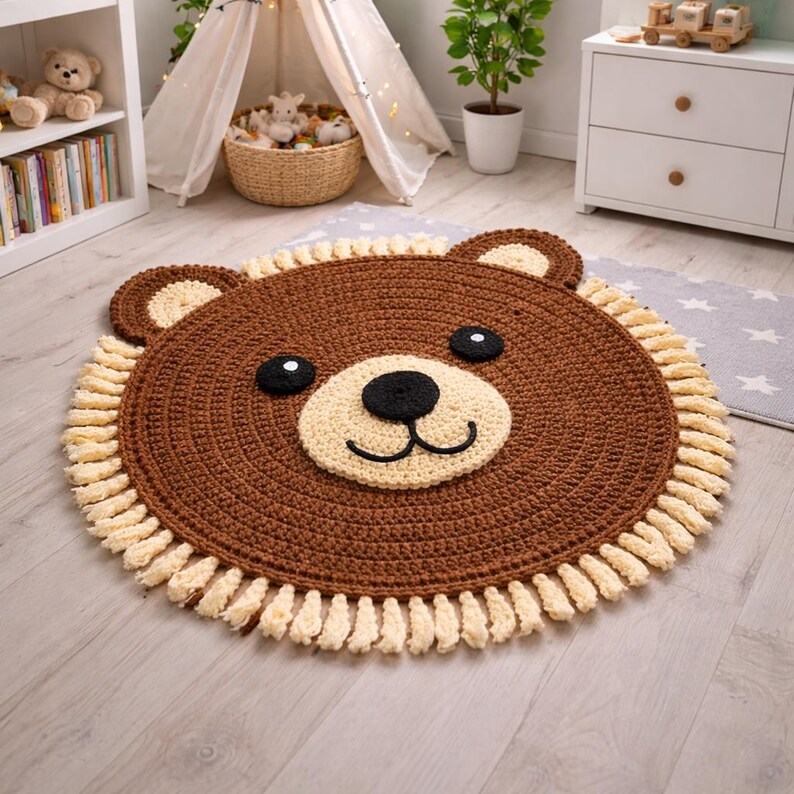 DIY Crochet Bear Rug Pattern PDF | Soft Baby Play Mat | Nursery Animal ...