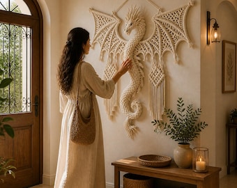 Crochet Dragon Wall Hanging Pattern PDF | Fantasy Dragon Decor | Boho Fiber Art | DIY Amigurumi Wall Art | Large Dragon Tapestry Pattern
