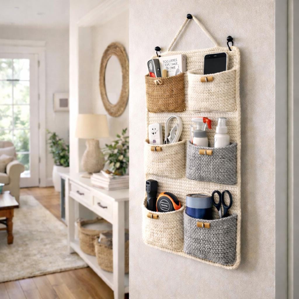 Crochet Wall Hanging Organizer Pattern PDF | 9 Pocket Wall Storage ...