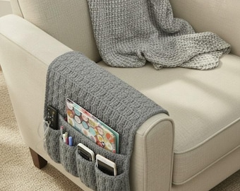 Patrón de crochet para organizador de brazos de sofá (PDF) – Soporte para control remoto y tableta – Organizador de sofá fácil de usar para guardar en casa – Patrón digital para principiantes