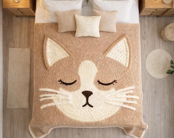 Crochet Cat Blanket Pattern | Cat Afghan Blanket | Cute Cat Bedspread Crochet Pattern | Cozy Cat Throw | Digital PDF Pattern