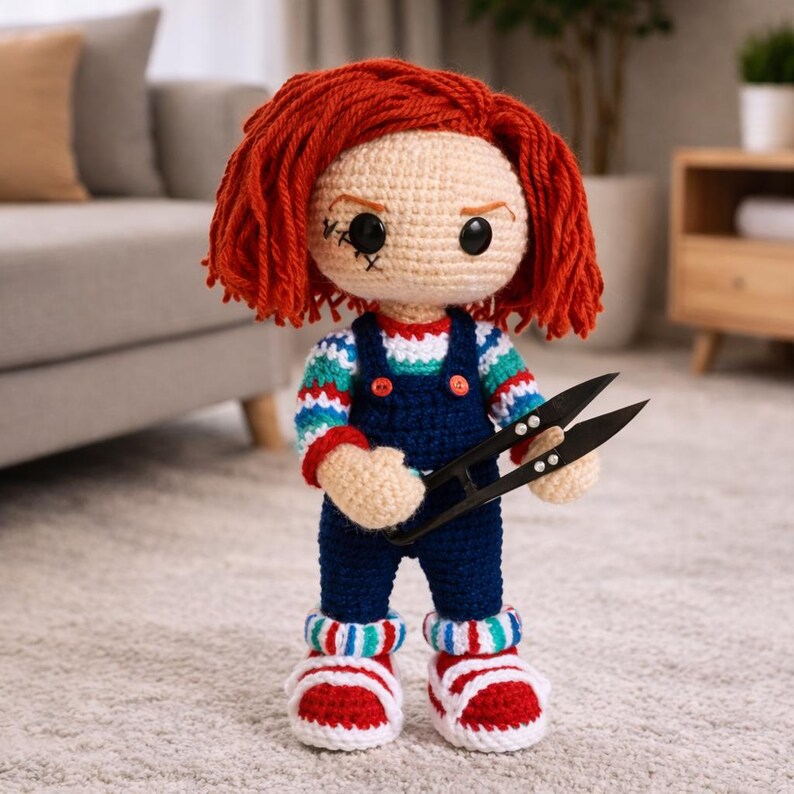 Horror Crochet Doll Amigurumi – Scary Handmade Plush Toy, Gothic Gift, Creepy Cute Collectible image 10