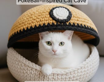 Crochet Cat Cave Pattern PDF – Cozy Cat Bed DIY – Amigurumi Pet House – Chunky Yarn Cat Bed Pattern – Beginner-Friendly Crochet