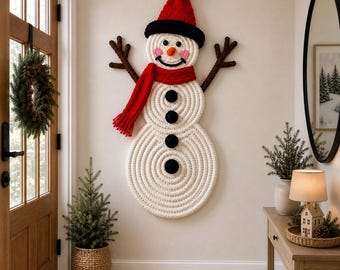 Snowman Wall Hanging Crochet Pattern PDF | Large Christmas Snowman Decor | Holiday Wall Art Crochet Pattern | Winter Home Decoration