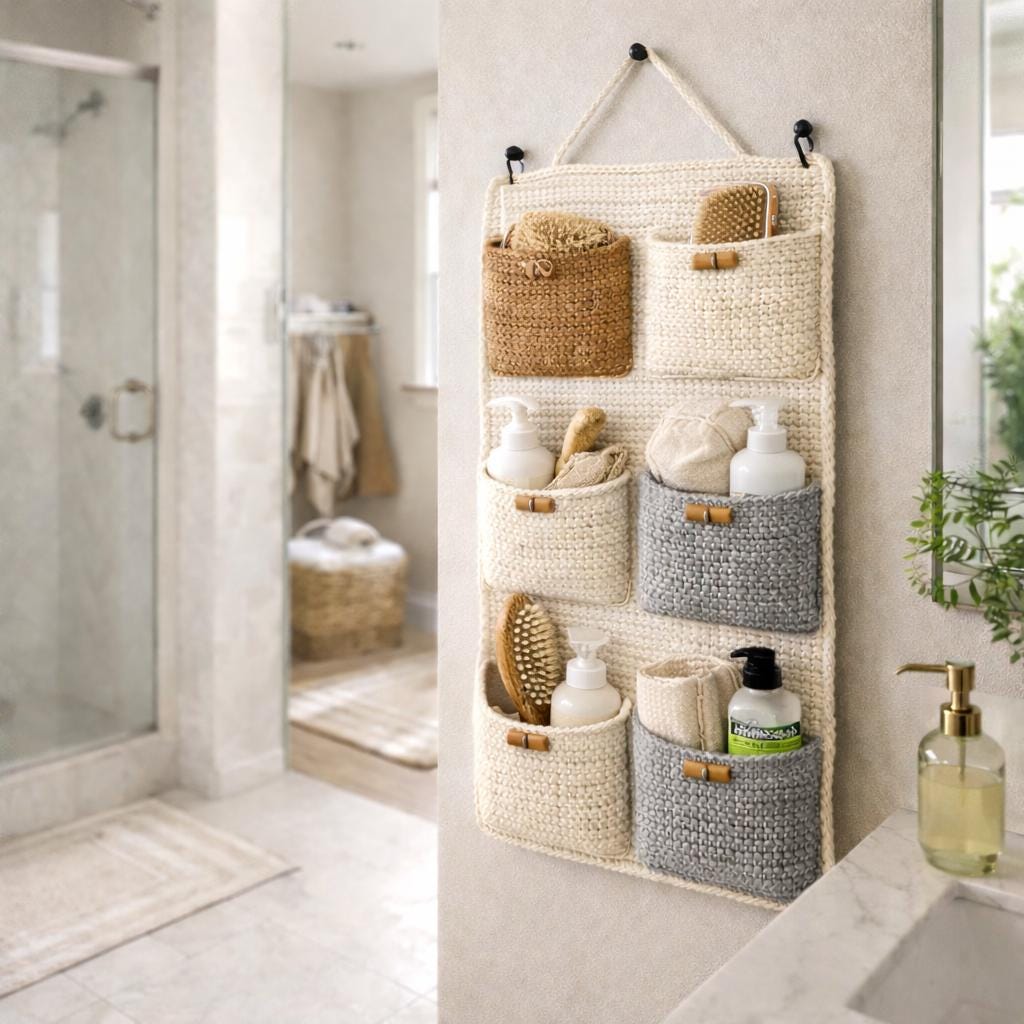 Crochet Wall Hanging Organizer Pattern PDF | 9 Pocket Wall Storage ...