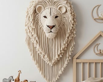 Macrame Lion Wall Hanging Pattern PDF | DIY Lion Wall Decor Tutorial | Boho Animal Macrame | Step-by-Step Guide + Video