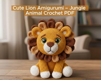 Crochet Lion Couch Organizer Pattern | Amigurumi Sofa Arm Caddy PDF | Lion Remote Holder Crochet Tutorial | Jungle Home Decor Pattern