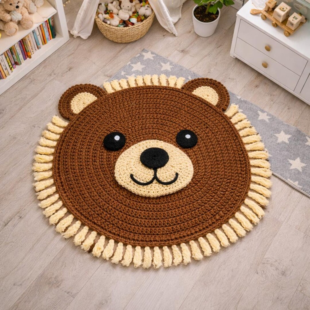 DIY Crochet Bear Rug Pattern PDF | Soft Baby Play Mat | Nursery Animal ...