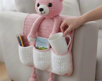 Patrón de organizador de reposabrazos de oso de crochet en PDF / Patrón de organizador de sofá de crochet / Organizador de sofá de oso lindo / Patrón de amigurumi para principiantes