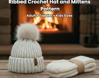 Chunky Beanie & Fäustlinge Häkelanleitung PDF – Wintermütze und Mitts Set – Anfängerfreundliche Häkelanleitung