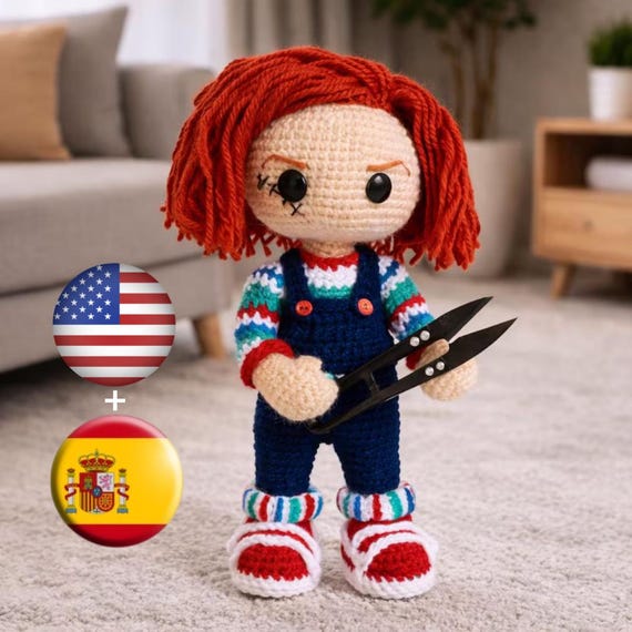 Horror Crochet Doll Amigurumi – Scary Handmade Plush Toy, Gothic Gift, Creepy Cute Collectible